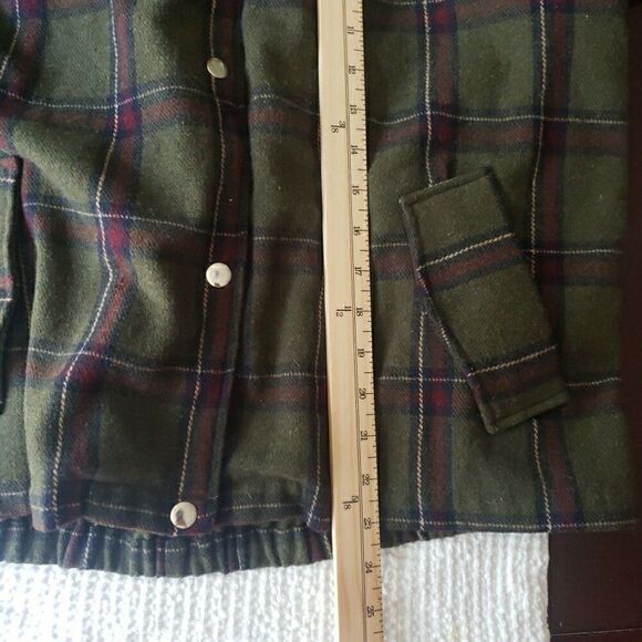 ALTAR'D STATE Plaid Fleece Hooded Shacket Green Y2K 90's Grunge Slouchy Size S - Picture 8 of 9